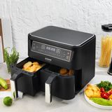 Schafer Thermochef Dual 6 lt Kapasiteli Dijital Airfryer Çift Hazne ve Isı Ayarı ile Yağsız Pişirme - Siyah