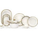 Schafer Tılsım Jade Yemek Takımı 60 Parça 12 Kişilik Yeşil Bone China Desenli