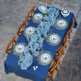 Schafer Tılsım Sapphire Yemek Takımı 60 Parça Turkuaz 12 Kişilik Bone China Malzeme ile Desenli