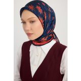 Schaless Gecenin Bahçesi - Nar Çiçeği - Aurora Desenli Janjan Eşarp - 90x90 Cm