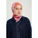 Schaless Özgür Fırçalar - Nar Çiçeği - Vierra Desenli Viskon Eşarp - 90x90 Cm