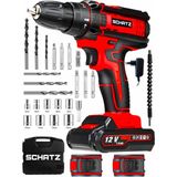 Schatz 12V Darbeli Li-Ion Çift Akülü Bakır Sargılı Şarjlı Vidalama Matkap 24 Parça Setli K320I484