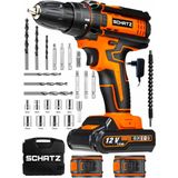 Schatz 12V Darbeli Li-Ion Çift Akülü Bakır Sargılı Şarjlı Vidalama Matkap 24 Parça Setli T320I487