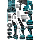 Schatz 21V Darbeli Kömürsüz 5'li Set Kırıcı Delici Hilti - Somun Sıkma Sökme - Testere - Matkap - Vidalama Mavi