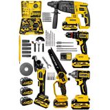 Schatz 21V Darbeli Kömürsüz 5'li Set Kırıcı Delici Hilti - Somun Sıkma Sökme - Testere - Matkap - Vidalama Sarı