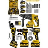 Schatz 21V Darbeli Kömürsüz Kırıcı Delici Hilti & Taşlama & Matkap & Somun Sıkma Sökme 4'lü Set Sarı