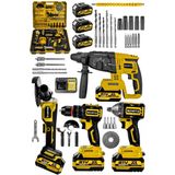 Schatz 21V Darbeli Kömürsüz Kırıcı Delici Hilti & Taşlama & Matkap & Somun Sıkma Sökme 4'lü Set Sarı