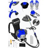 Schatz 5.9 Hp Sırt Tipi Benzinli Motorlu Ot Çalı Çim Biçme Tırpanı 11000RPM Mavi + Canavar Başlık