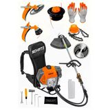 Schatz 5.9 Hp Sırt Tipi Benzinli Motorlu Ot Çalı Çim Biçme Tırpanı 11000RPM Turuncu + Canavar Başlık