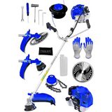 Schatz 5.9 Hp Yan Tipi Benzinli Motorlu Ot Çalı Çim Biçme Tırpanı 11000RPM Mavi + Canavar Başlık