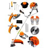 Schatz 5.9 Hp Yan Tipi Benzinli Motorlu Ot Çalı Çim Biçme Tırpanı 11000RPM Turuncu + Canavar Başlık