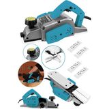 Schatz 800W Sjs Metal Şanzıman Bakır Sargı Motor Çift Bıçaklı Planya Rende Makinesi Mavi + 4 Uç