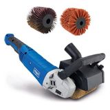 Scheppach MRS1300 yumuşak başlatmalı ve 1300 W gücünde saten makinesi, pirinç, zımpara şeridi ve naylon fırça dahil, 100 mm fırça genişliği, 120 mm çapında, değişken devir sayısı, sistemi için