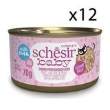 Schesir 12x70 gr Baby Cat Tavuklu ve Ciğerli Yavru Kedi Konservesi