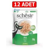Schesir Tavuk Fileto Pouch Kedi Yaş Maması 70Gr 12Adet Kedi Konserve Islak Mama
