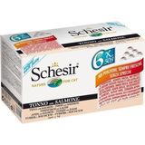Schesir Ton Balıklı Somonlu Jöleli Konservesi Kedi Maması 50 gr 6 Al 5 Öde İstiridye Tatlı Premium Kalite