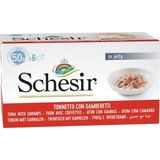 Schesir Ton Balıklı ve Karidesli Jelly Kedi Yaş Maması 50GR 6lı Kedi Konserve Islak Mama - Ton - Karides