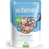 Schesir Ton Balıklı ve Levrekli Jelly Pouch Kedi Yaş Maması 85GR 12ADET Kedi Konserve Islak Mama - Ton Balığı