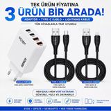 Schitec 100W Hızlı Şarj Adaptörü + Usb-A To Type-C + Usb-A To Lightning Hızlı Şarj Ve Data Kablosu