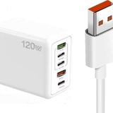 ScHitec 120W 3 Type-C + 2 UsbA Toplam 5 Çıkışlı Ev Tipi Şarj Aleti Set 6A 100W UsbA to Type-C 1Metre Süper Hızlı Data ve
