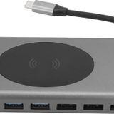 ScHitec 15in1 Hub Kablosuz Şarj/Type-C to 4K HDMI/UsbA 3.0/TF SD/VGA/3.5mm/AUX/PD/RJ45 Gigabit Ethernet Dönüştürücü Adap