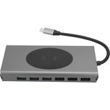 Schitec 15IN1 Hub Kablosuz Şarj/type-C To 4K Hdmı/usba 3.0/tf SD/VGA/3.5MM/AUX/PD/RJ45 Gigabit Ethernet Dönüştürücü Adaptör - Gri