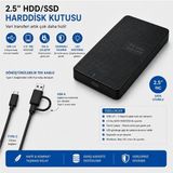 Schitec 2.5 Hdd/ssd USB 3.0 Type-C Harici Disk Kutusu Artı Type-C To Type-C Kablo(Usb-A Çeviricili) - Siyah