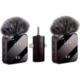 Schitec 3in1 Type-C Lightning 3.5mm Çıkışlı Ikili Kablosuz Hd Wireless Yaka Mikrofonu F11-2 - Siyah