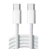 Schitec 6A 60W Apple Iphone 15 Ve Uzeri Uyumlu Type-C To Type-C Orgulu Hizli Data Ve Sarj Kablosu Beyaz