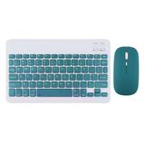 Schitec Bluetooth Klavye + 2,4 Ghz+Bluetooth Mouse Seti Type-C Şarjlı Yeşil