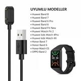 Schitec Huawei Honor Band 6 Uyumlu Manyetik Usb Şarj Kablosu Siyah