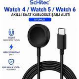 Schitec Samsung Watch 4/watch 5/ Watch 6 Uyumlu Fast Wireless Charge Hızlı Kablosuz Akıllı Saat Şarj Cihazı - Siyah