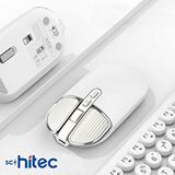 ScHitec Schitec M203 Çift Modlu Taşınabilir Optik Kablosuz 2.4ghz Ve Bluetooth Bağlantılı Süper Sessiz Mouse Beyaz