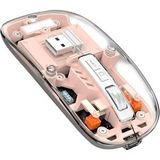 ScHitec Schitec M377 Ultra Sessiz 3 Bağlantı Modlu 2xbluetooth Kablosuz Bağlantı + 2.4gh Gaming Type-c Şarjlı Mouse Pembe