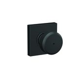 Schlage F40 BWE 622 COL Bowery Topuz Collins Trim Yatak ve Banyo Gizlilik Kapı Kilidi, Mat Siyah