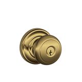 Schlage F51A Andover Kapı Kolu ve Kilidi, Antik Pirinç, Anahtarlı Giriş Sistemi