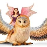schleich Bayala 70789 uçan peri parıltılı baykuş oyun seti - Büyüleyici peri ve baykuş figürü, fantezi dolu baykuş ve elf oyun seti, 5 yaşından itibaren figür seti