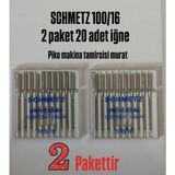 Schmetz 100/16 Universal Dikiş Iğnesi (2 paket 20 adet iğne) - Gümüş
