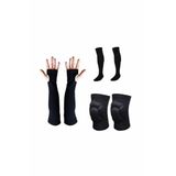 SCHMILTON Voleybol Dizliği, Voleybol Çorabı, Voleybol Kolluğu Set, Unisex, S Beden, Siyah