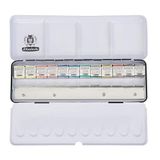 Schmincke 74412 Horadam Aquarell 12X Yarım Tablet Ekstra Boşluklu Metal Kutu Sulu Boya Seti