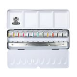 Schmincke 75412 Akademie Aquarell Metal Kutu 12 x Yarım Tablet Sulu Boya Seti