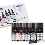 Schmincke Aqua Drop Sıvı Sulu Boya 5 x 30 ml Cam Gölge+Fırça Ucu ASTAR 78 105 097 Suluboya Resim Kaligrafi El Harfleri Hava Fırçası Seti