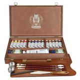 Schmincke - Mussini en ince reçine yağlı boya, birinci sınıf ahşap kutu yağlı boya, 15 x 35 ml set 70 615 097, aksesuarlar: beyaz 150 ml, terpin, palet fişi, 3 Davinci fırçası, palet bıçağı, vb.