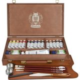 Schmincke Mussini Yağlı Boya Seti Ahşap Kutu 15 x 35 ml Tüp White 120 ml - Renkli