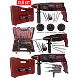 SCHMITZER Schmıtzer 3'lü Set SCH-2603K Pro 850 W Sds Plus Metal Şanzuman Profesyonel Darbeli Matkap Kırıcı Delici 26MM Hilti