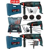 SCHMITZER Schmıtzer 3'lü Set SCH-2603TU Pro 850 W Sds Plus Metal Şanzuman Profesyonel Darbeli Matkap Kırıcı Delici 26MM Hilti