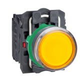 Schneider 3389110904208 1NA+1NK 220 240V Çap 22 Yaylı Dönüş Turuncu Sıva Altı Eksiksiz Işıklı Buton