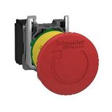 Schneider 3606480625053 40 mm Kırmızı Electric Mantar Kafalı Kalıcı Çevir Çek Acil Durdurma Butonu