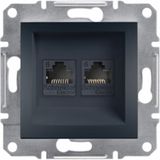 Schneider Asfora Antrasit 2*RJ45CAT6 - Utp Ikili Data Prizi