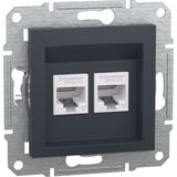 Schneider Asfora Antrasit Ikili RJ45 Cat6 Priz